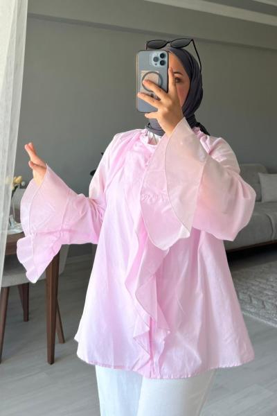 Fırfırlı Şıklık: Zarafeti Günlük Tarzla Buluşturan Tunik ✨ Pembe