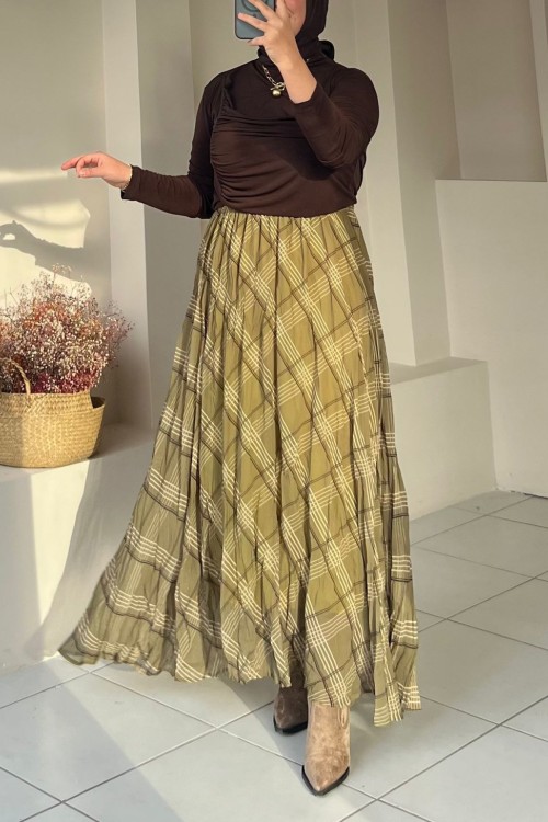 Astarlı Şifon Etek Yeşil