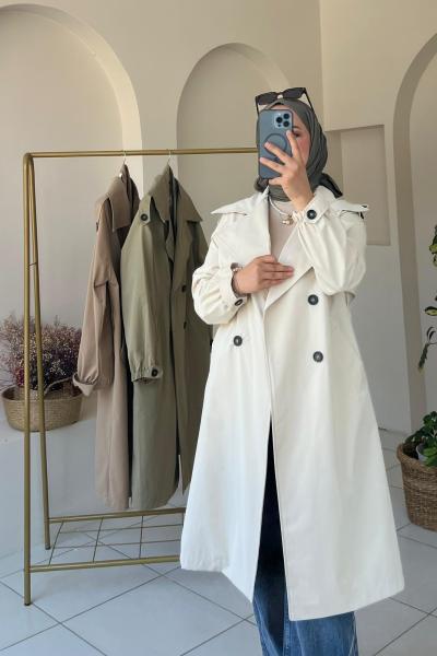 Gabardin Trençkot Taş Rengi
