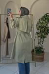 Gabardin Trençkot Yeşil