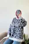 Leopar Desenli Kazak Kahverengi